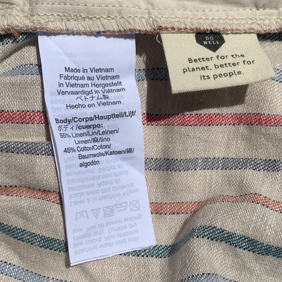 NWT Madewell Rainbow Stripe Shorts S Pull On Drawstring Cotton Linen - Picture 8 of 11